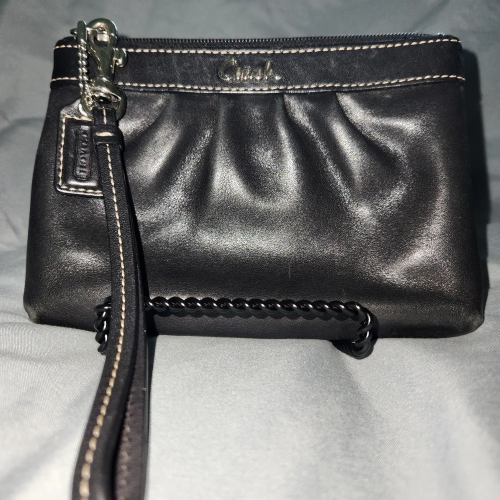 Coach Black Leather Wristlet